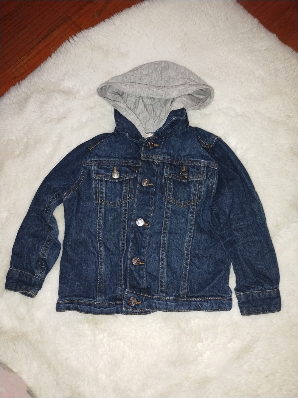 Route 66 Kids Denim Jacket with Gray Hood